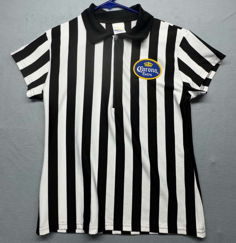 In Your Face Apparel Corona Extra Beer Logo Referee Zip-Up Polo Shirt